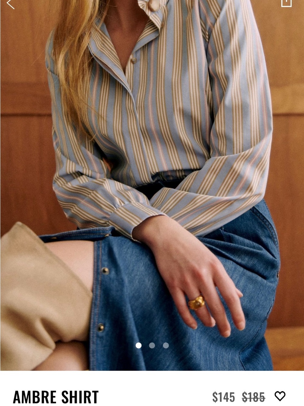 Sezane Blue and Cream Striped Ambre Button-Down Shirt